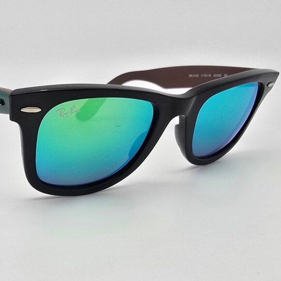 *SOLD* Ray-Ban RB2140 1175/19 Wayfarer Black Green Frame Green Lens Sunglasses - Picture 7 of 16